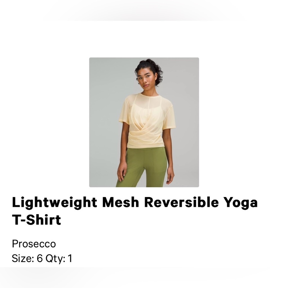 Lightweight mesh lululemon size 4 shirt